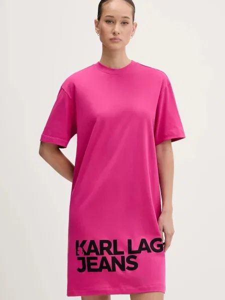 Karl Lagerfeld Jeans sukienka mini prosta różowy