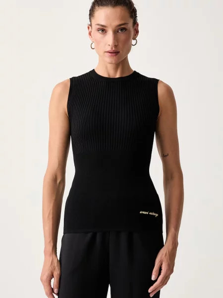 Armani Exchange top pentru femei cu vâscoză negru