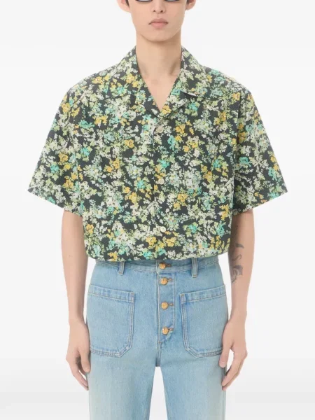 Květinová poplínová košile Valentino Garavani s potiskem černá