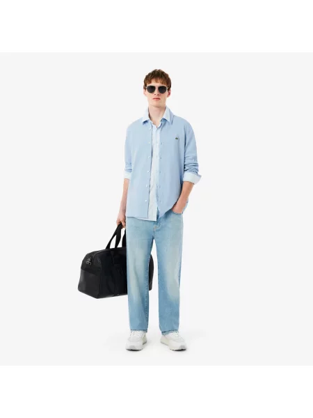 Lacoste Koszula Slim Fit Z Bawełnianej Piki niebieski