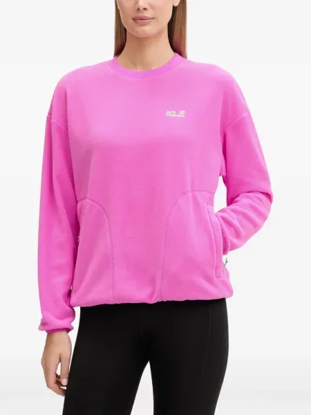 Pulover Jack Wolfskin din fleece cu autograf roz