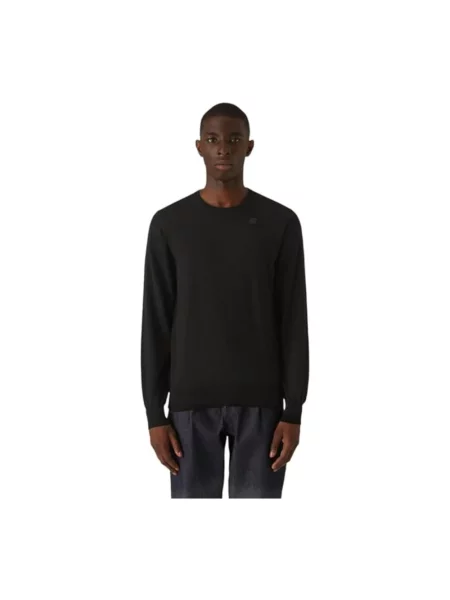 Sweter K-way wełniany z długim rękawem z logo czarny