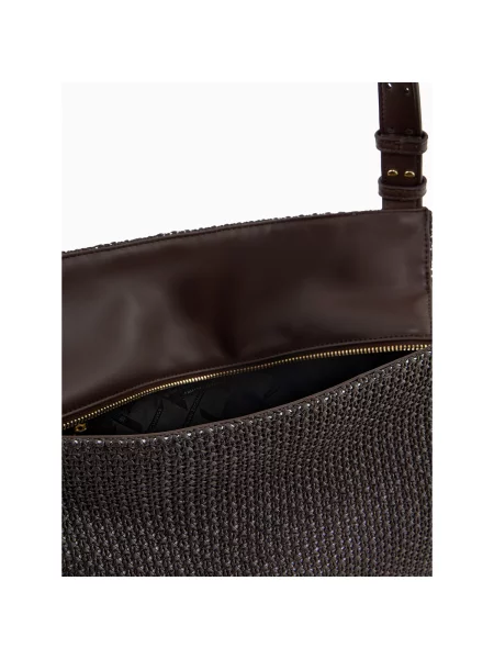 Armani Exchange geantă shopper pentru femei împletită maro