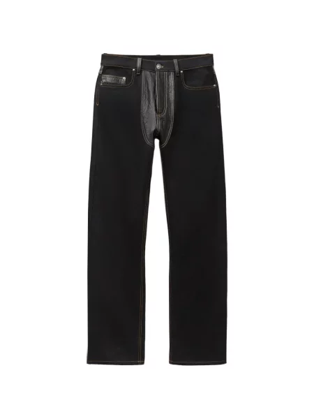 Blugi drepți Versace din piele negru