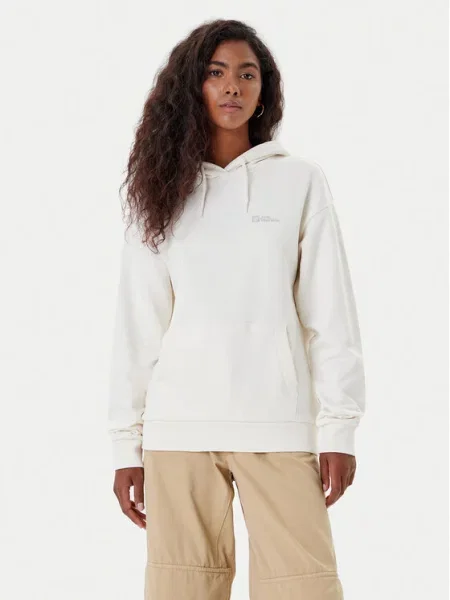Jack Wolfskin bluza Essential z kapturem gładka beżowy