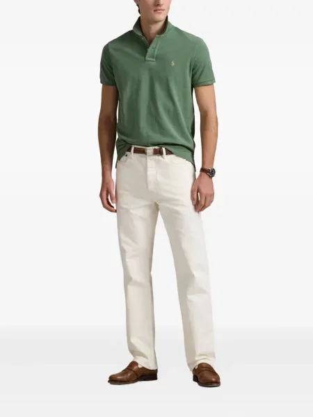 Kožené tričko Polo Ralph Lauren bez podpatku zelené