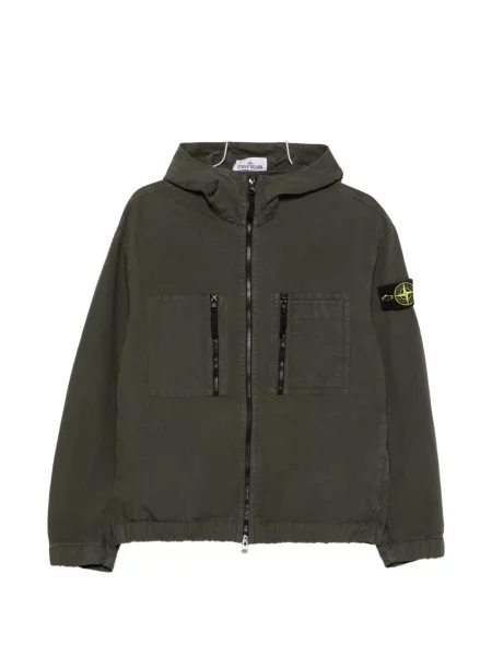 Geacă Stone Island cu glugă cu strasuri verde