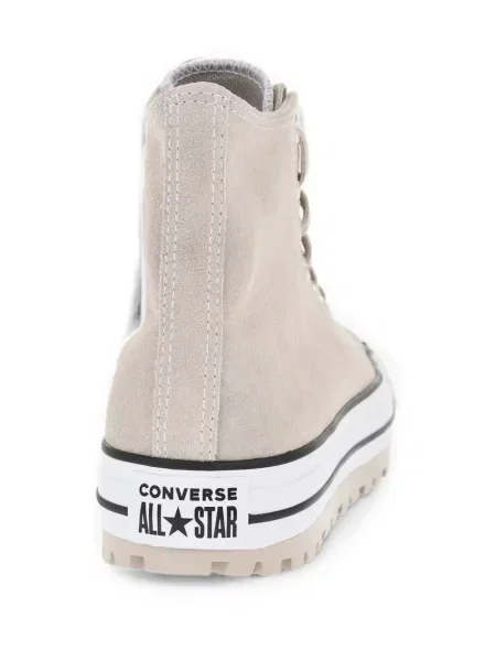 Top Converse cu platformă din canvas cu imagine alb