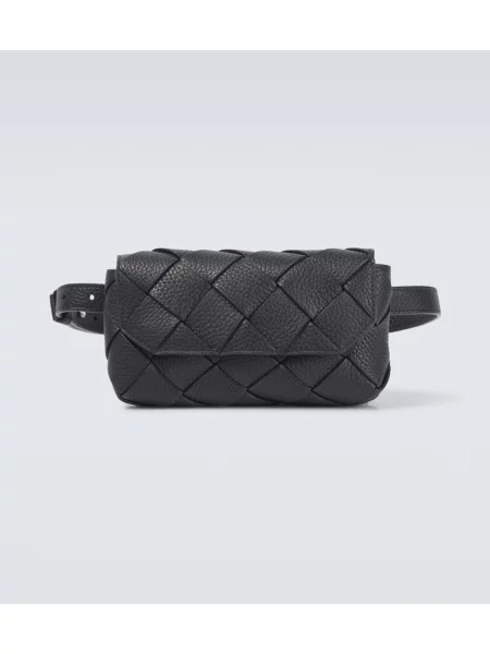 Кожаный колан Bottega Veneta черно
