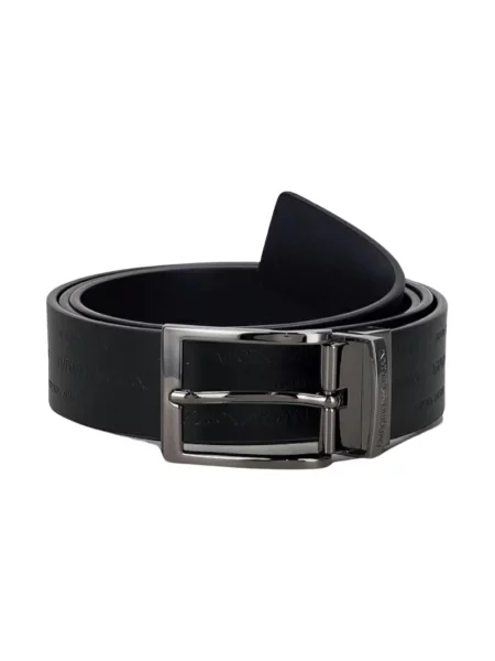 Emporio Armani pasek skórzany dwustronny czarny