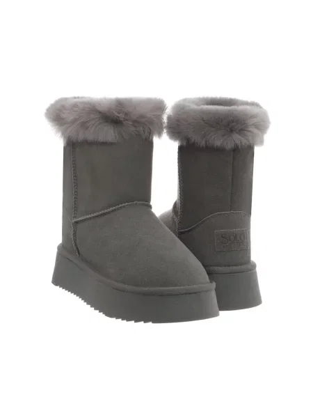 Botine Solo Soprani Couture din piele gri