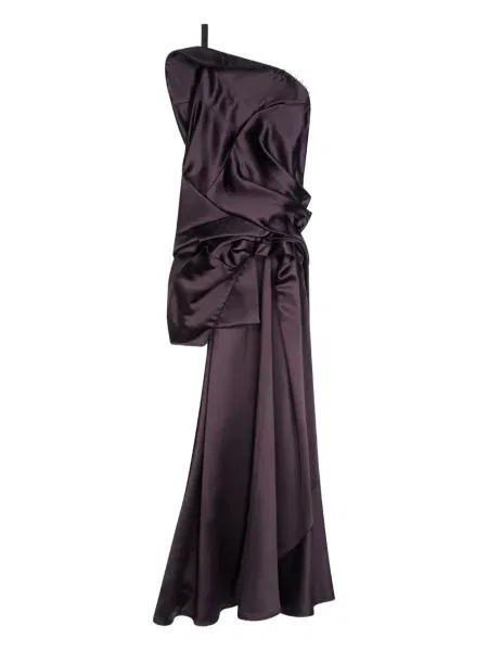 Udrapować bluzka Dries Van Noten na jednym ramieniu fioletowa