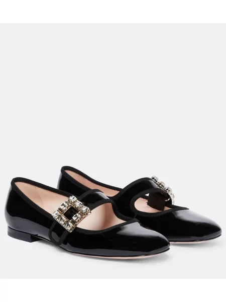 Balerini Roger Vivier din piele de lac negru