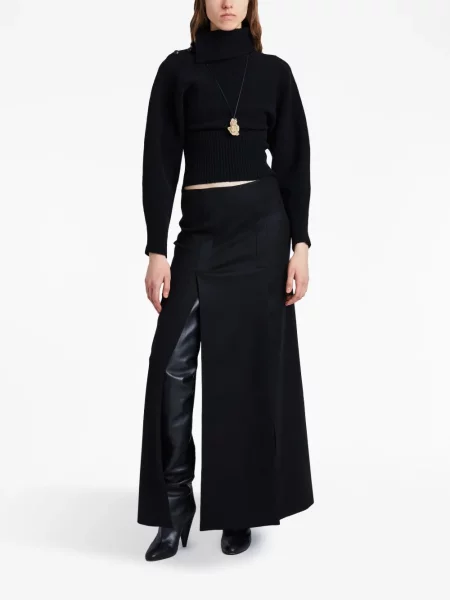 Veltinio maksi maxi sijonas Proenza Schouler plyšys juoda