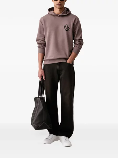 Bluza z kapturem Karl Lagerfeld Jeans z nadrukiem fioletowa