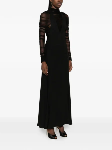 Lung rochie midi Christopher Esber cu volane negru