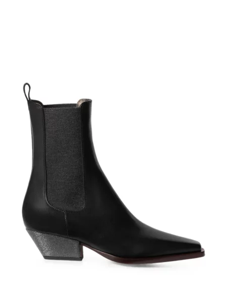 Cizme scurte Brunello Cucinelli din piele negru