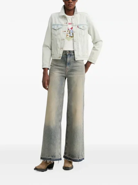 Gulerat pantaloni Levi's® evazate zdrențuiți albastru