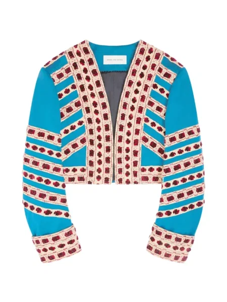Haftowana kurtka Dries Van Noten niebieska