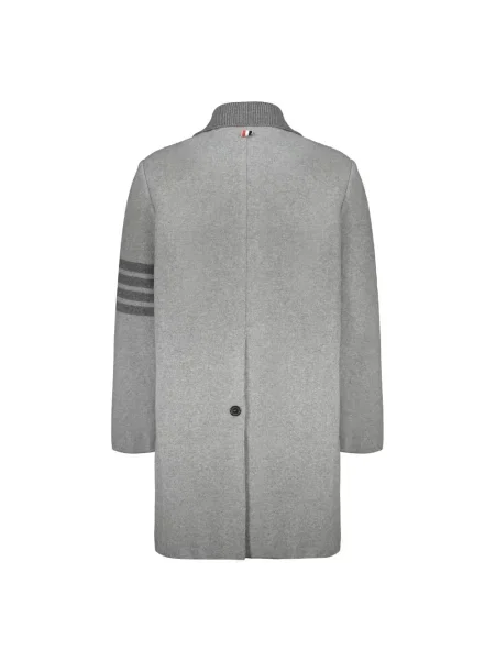 Płaszcz Thom Browne w paski z paskiem szary