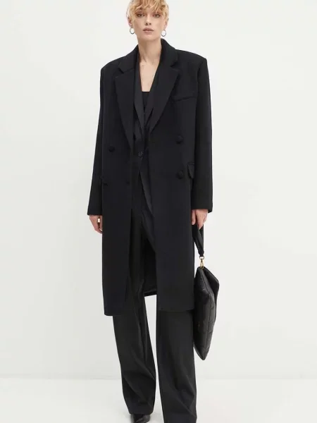 IRO palton de lana de tranzitie cu doua randuri de negru