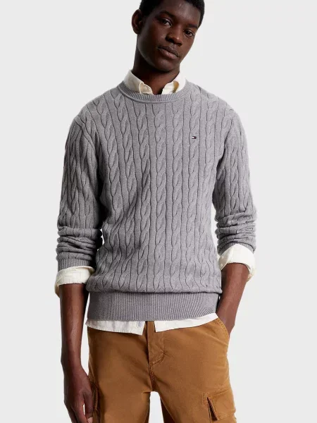 Класичний светр Tommy Hilfiger з круглим вирізом сірий