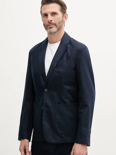 United Colors of Benetton marynarka z domieszką lnu granatowy