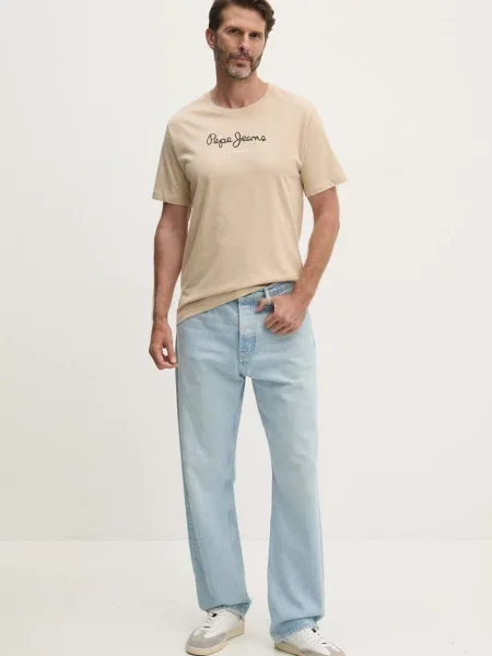 Футболка Pepe Jeans Eggo N з принтом бежевий