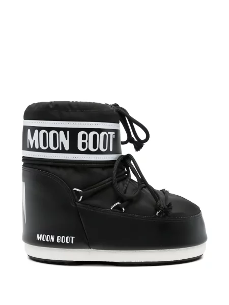 Botine Moon Boot cu șireturi din dantelă cu autograf negru