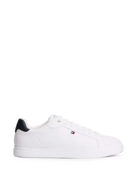 Sneakerși Tommy Hilfiger cu șireturi din dantelă cu autograf alb