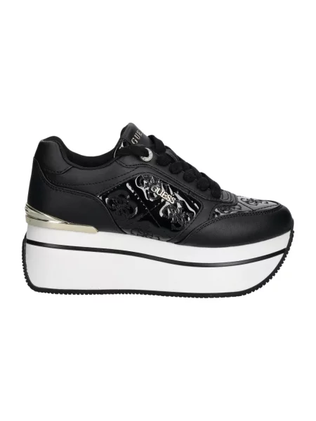 Sneakersy Guess skórzane na platformie czarne