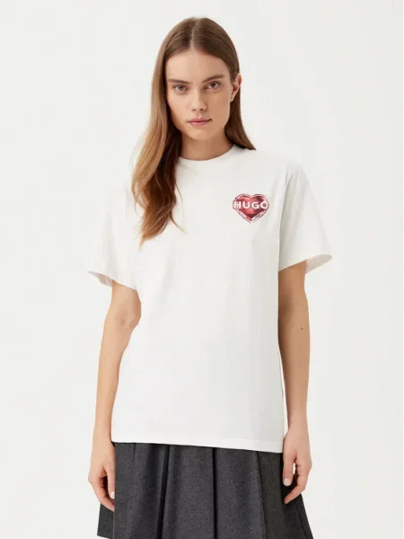 HUGO Tricou Vintage Boxy Fit alb