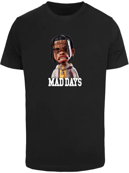 Mister Tee Tričko Mad Days hnědá / šedá / černá bílá