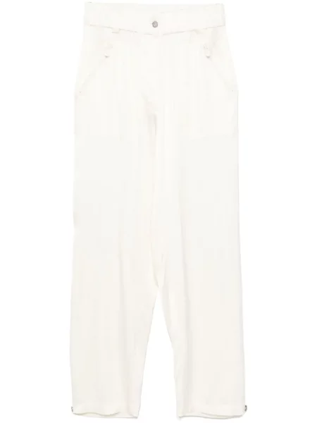 Pantaloni Pinko din satin alb