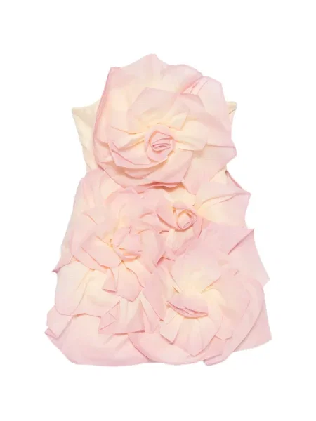 Sukienka mini Aje w kwiatki z naszywkami różowa