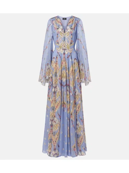 Rochie Etro de mătase cu model floral violet