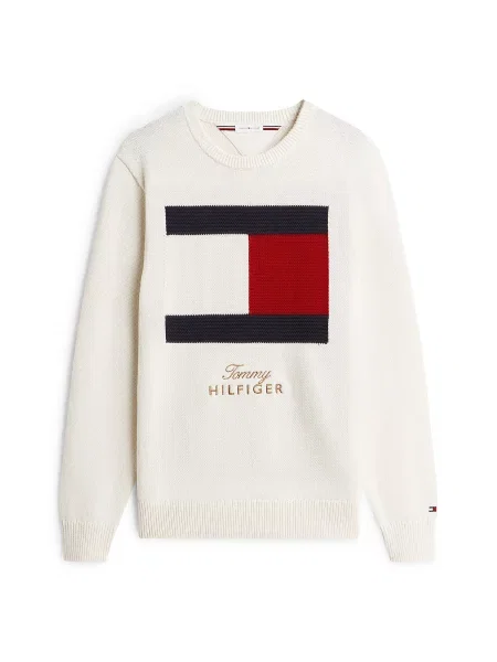 TOMMY HILFIGER Sveter Gifting svetlobéžová / námornícka / brokátová / tmavočervená modrá