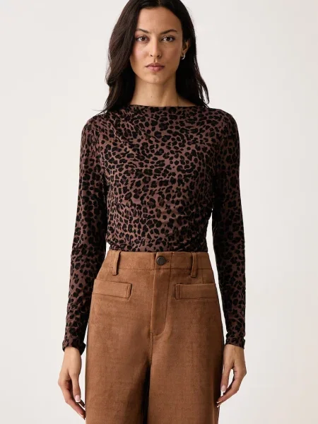 Tricou cu mânecă lungă Dkny maro