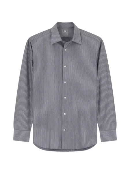 Tricou polo Boggi Milano cu dungi din jerseu gri