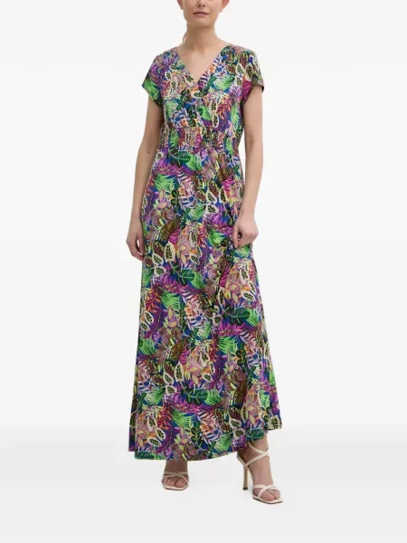 Rochie maxi Morgan cu model floral cu imagine cu decolteu în V albastru