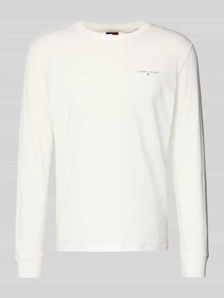 Bluzka z długim rękawem o kroju slim fit z czystej bawełny Tommy Jeans biała