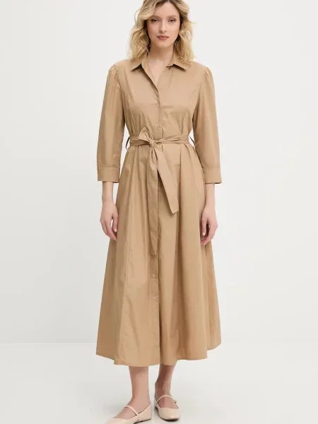 Сукня Answear Lab midi розкльошена бежевий