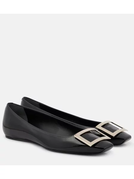Balerini Roger Vivier din piele de lac negru