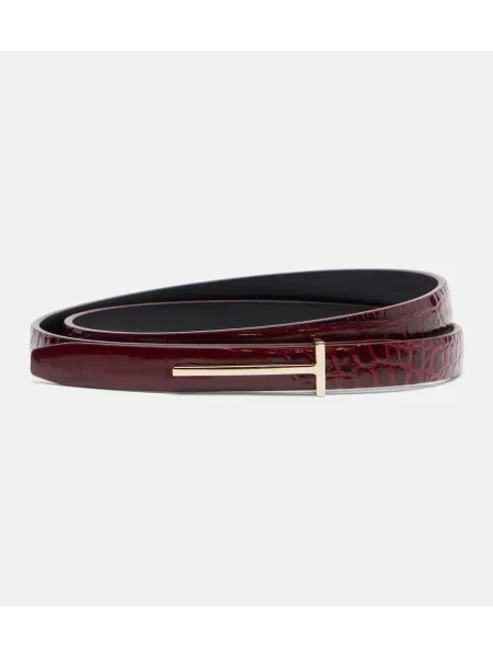 Cu centură curea Tom Ford din piele roșu