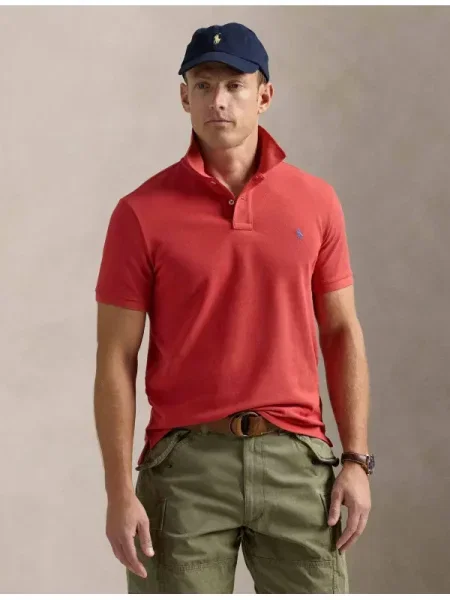 POLO RALPH LAUREN Tenisz póló | Custom slim fit | pique piros