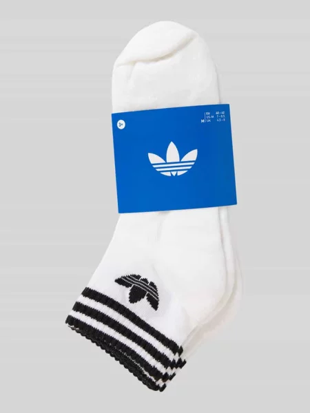 Kostka skarpety Adidas Originals w paski z nadrukiem białe