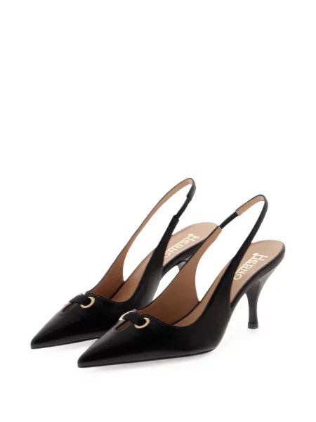 Pantofi cu toc Herno din piele slingback negru