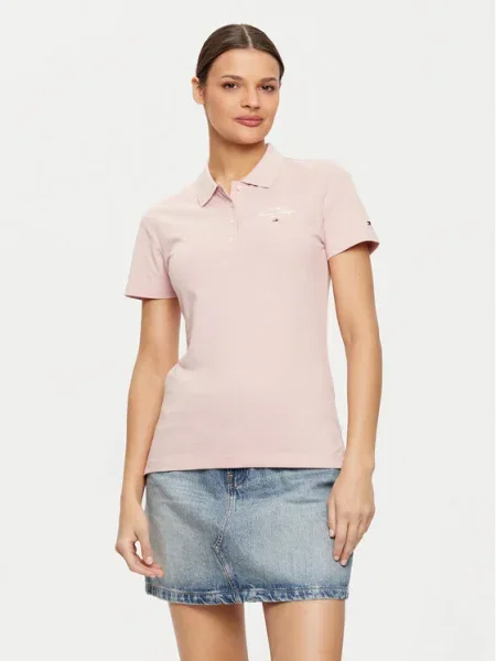 Tommy Hilfiger Тениска с яка и розов