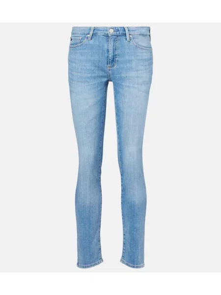 Skinny jeansy skinny Ag Jeans o krotszym kroju niebieskie
