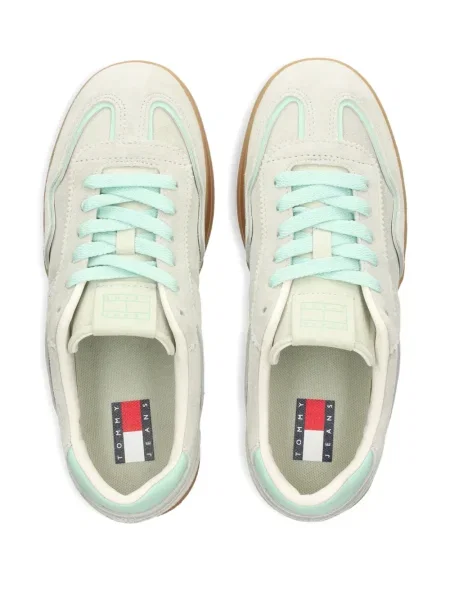 Sneakerși Tommy Jeans din piele de căprioară gri